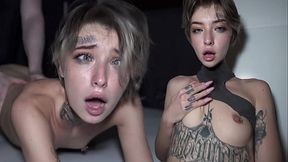 Tattooed college girl deep throats and takes rough fucking