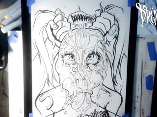 When That babe Manages to Fit Your Dick & Balls in Her Throat at The Same Time - Jizz flow Drawing Timelapse