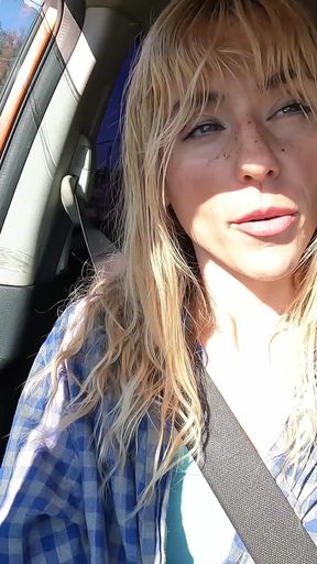Petite Blonde Deepthroats Cock in Public Parking Lot