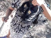 linda puta barata con vestido tanga y tacones camina en publico muy caliente