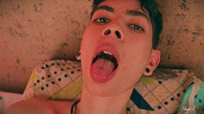 hot skinny twink magic c filling a condom with thick cum and swallowing his own load