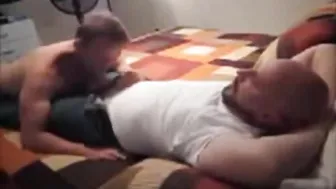 Daddy bear bareback fucks amateur in clothes