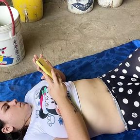 My stepsister sunbathes and I accompany her and I get horny so we fuck each other really hard