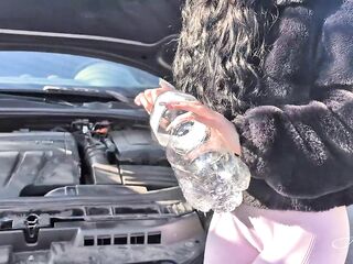 Car Breakdown! Excited Student Repays Rescuer... (Oral sex and Wild Sex)