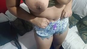 The cuckold couldn't stand watching me in action and rode his cock with my sweet pussy  Delicious homemade sex