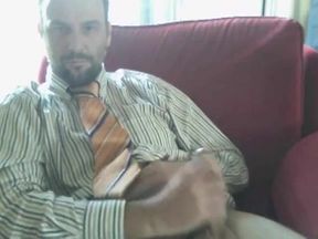 Amateur Bear Daddy Jerks Off in Suit