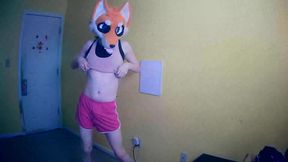 Foxie Strips to His Sexy Black Underwear