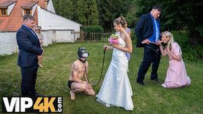 Czech bride plays kinky pet games with her groom on their wedding day