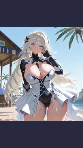 Beautiful Bianca, a character from the video game Punishing Gray Raven Hentai with big breasts.