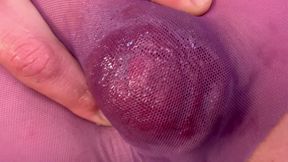 Anal and prolapse through nylon panty and naked close up