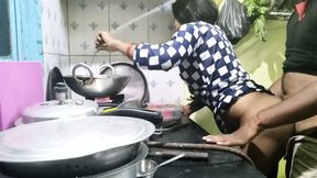 Indian bhabhi cooking in kitchen and fucking brother-in-law