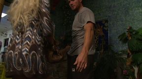 busty blonde cindy behr fills twitching twat with dick in restaurant booth