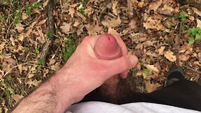 Masturbation and ejaculation in the woods