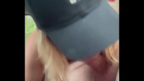 Real hooker gives head in the backseat of a car & lets him seed in her mouth