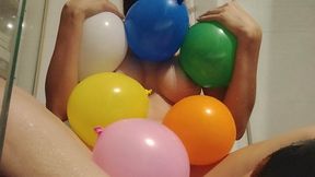 inflating and playing with balloons