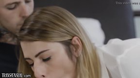 Transsensual casey kisses comforted by lovers penis