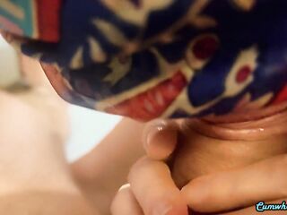 Excellent wife's oral sex, sensitive and vehement, foreskin play POV