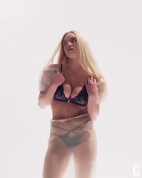 Blonde woman in lingerie