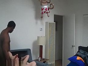 Interracial amateur couple having sex