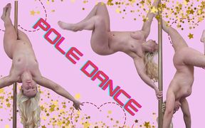 Sexy milf nude pole dance increadible strength