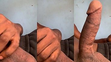 Africa big black dick jerking off til cum.