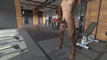 In the gym they decided to jerk off a big dick to a beautiful, furie