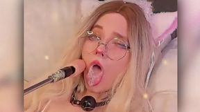 Sultry BDSM of a cute cosplayer with a sex machine