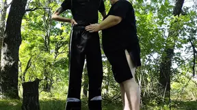 Mother-in-law gives a public blowjob in the park