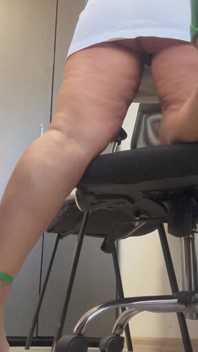 Sexy elegant mature wife at the office teases her young men at work   Clip 1