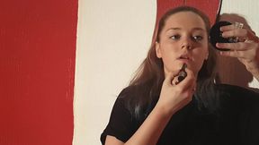 Sophie Applies Her Lipstick