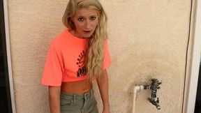 Male Desperation Wetting & Messing shorts in front of Constance