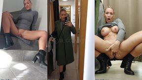exhib au shopping ,masturbation en cabine et plug anal