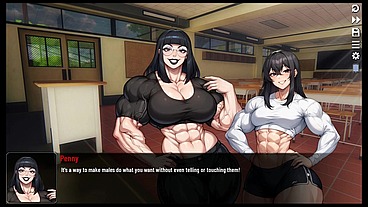 Futanari Muscle Growth World [ Femboy Hentai Game ] Ep.4 small dick feminine guy swallow spit before going to gloryhole bathroom !