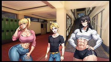 Futanari Muscle Growth World [ Femboy Hentai Game ] Ep.4 small dick feminine guy swallow spit before going to gloryhole bathroom !