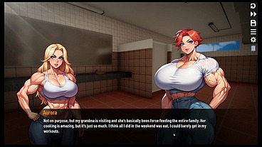 Futanari Muscle Growth World [ Femboy Hentai Game ] Ep.4 small dick feminine guy swallow spit before going to gloryhole bathroom !