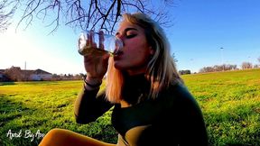 drinking liters of pee in the street with my stepfather, yellow pee and in public!!!