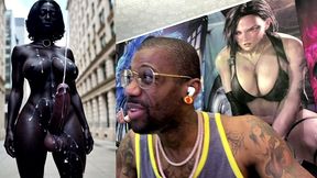 long hard cock transgender ebony girl cumming in public, ai generated