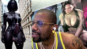 long hard cock transgender ebony girl cumming in public, ai generated