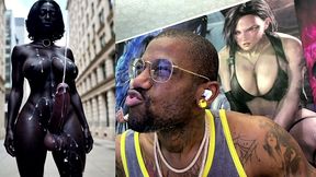 long hard cock transgender ebony girl cumming in public, ai generated