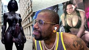 long hard cock transgender ebony girl cumming in public, ai generated