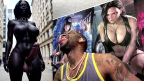 long hard cock transgender ebony girl cumming in public, ai generated