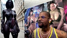 long hard cock transgender ebony girl cumming in public, ai generated