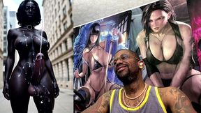 long hard cock transgender ebony girl cumming in public, ai generated