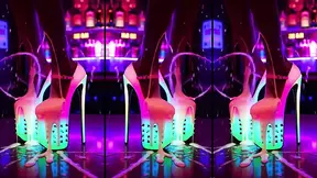 Hot high heels on a counter in a nightclub with messy cumshots on legs, feet and heels  AI-generated