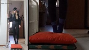 Face trampling in purple socks (two cameras view)