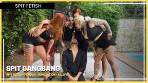 Spit Gangbang: Six Goddesses Spitting on the Submissive's Face in Extreme Humiliation (720 EN SUB) - Spit Fetish - Femdon - Humiliation - Saliva copy