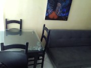 I fuck my lover with my arne on the couch in my stepsister's office