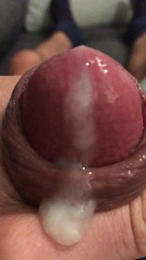 Close up forskin rolling with cumshot