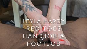 Leyla Hardy Red Toes Handjob &amp; Footjob