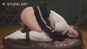 Arina in a School Uniform - Discipline Session and Spanking Ass in a Special Bondage Device (FULL HD MP4)